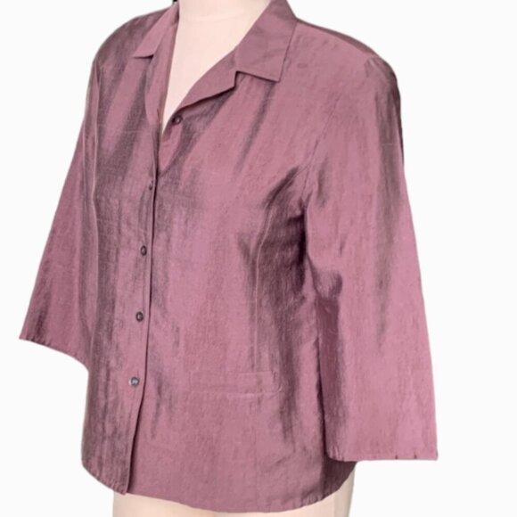 J. Jill Silk Button Front/Peplum Back Jacket Top Sz 6P Mauve 98E - Picture 3 of 7